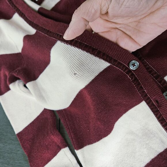 Vtg Y2K Abercrombie & Fitch Striped Knit Long Cardigan Maroon White Size Small - Picture 8 of 10